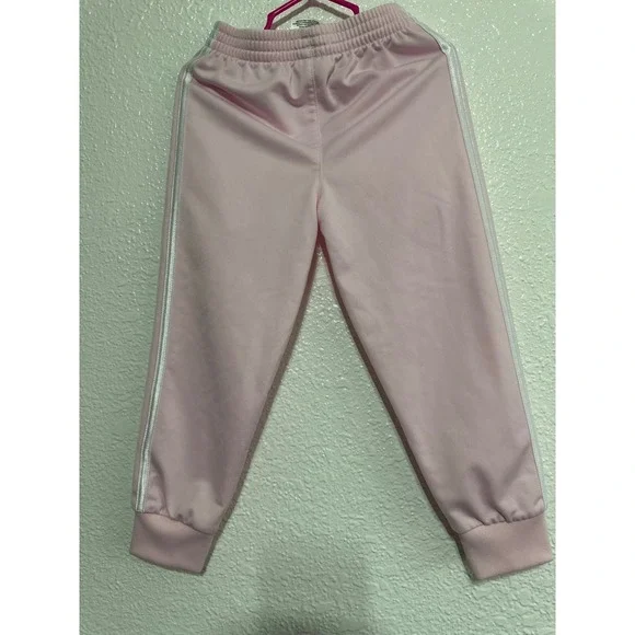 Adidas Tracksuit Set Size 4 Pink White Stripe Zip Up Jacket Pants Kids - Picture 12 of 12